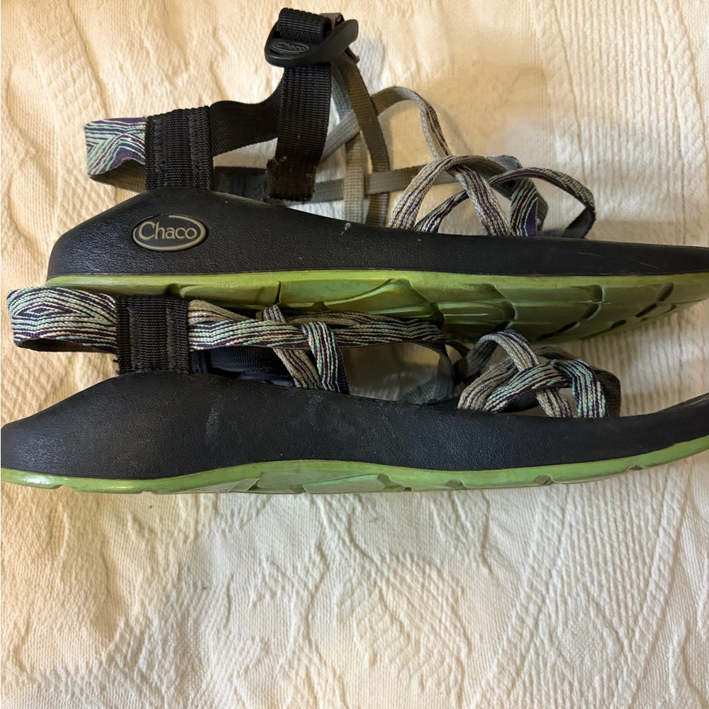 Chaco Multicolor Strapped Sandals with Green Soles